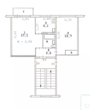 2-комнатная квартира: Екатеринбург, Восточная улица, 166А (42 м)