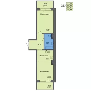 2-к кв. Хабаровский край, Хабаровск Совхозная ул., 73/5 (48.44 м)