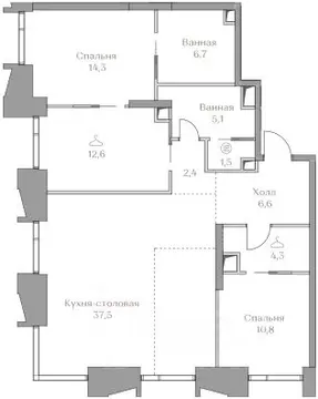 2-к кв. Москва Коллекция Лужники жилой комплекс (101.8 м)