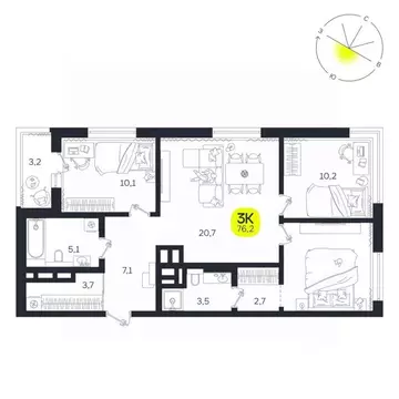 3-к кв. Свердловская область, Екатеринбург Южная Ботаника жилрайон, ...