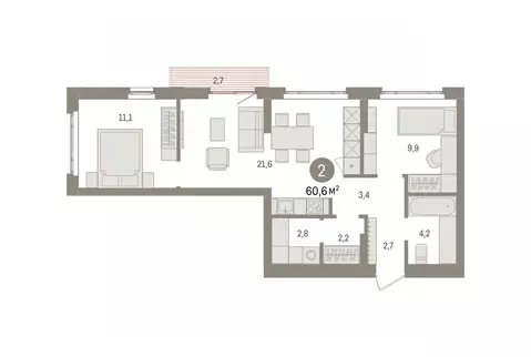 2-к кв. Свердловская область, Екатеринбург Сортировочный жилрайон, ...