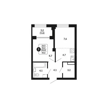 2-к кв. Кировская область, Киров Хлебозаводской проезд, 2 (34.0 м)