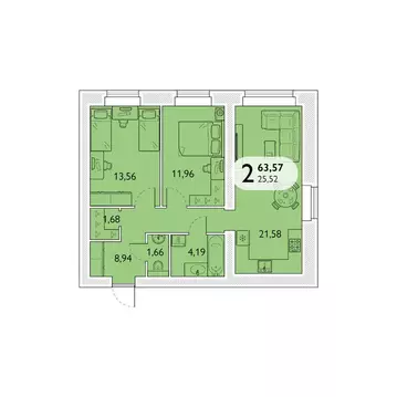2-комнатная квартира: Брянский район, посёлок Мичуринский, микрорайон ...