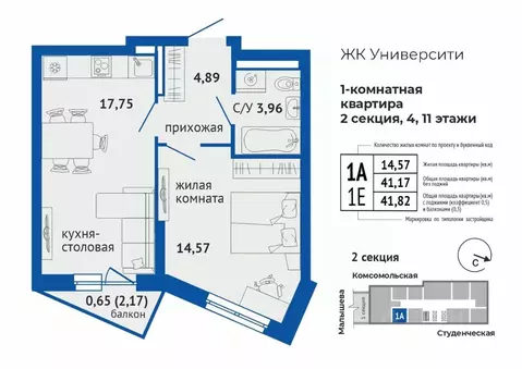 1-к кв. Свердловская область, Екатеринбург Втузгородок жилрайон,  ...
