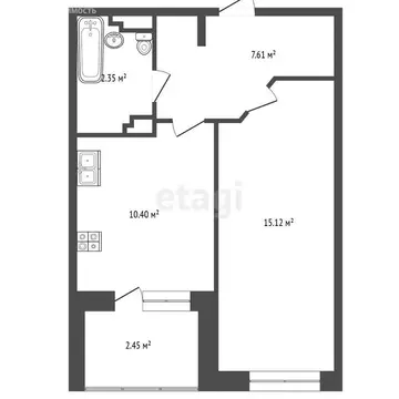 1-комнатная квартира: Омск, улица Крупской, 13А (37.4 м)