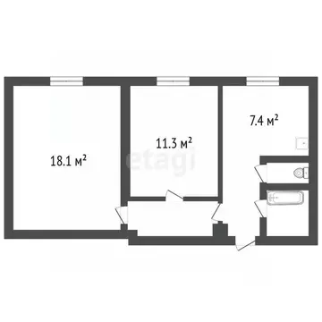 2-к кв. Челябинская область, Озерск просп. Ленина, 39 (48.5 м)