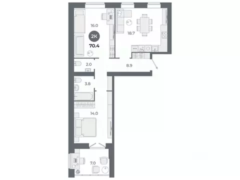 2-к кв. Ивановская область, Иваново Староглинищевская ул., 19/23 (70.4 ...