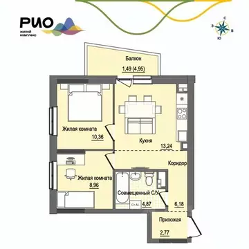 2-к кв. Удмуртия, Ижевск Воткинский жилрайон, Рио жилой комплекс, 2 ...
