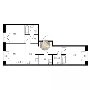 2-комнатная квартира: Санкт-Петербург, набережная Обводного канала, ...