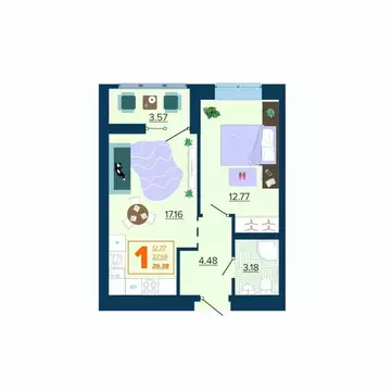 1-к кв. Брянская область, Брянск Московский мкр, Микрорайон Акватория ...