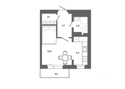 1-к кв. Ханты-Мансийский АО, Сургут 30А мкр,  (28.66 м)
