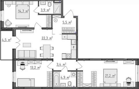 3-к кв. Владимирская область, Владимир Сновицы-Веризино мкр,  (91.35 ...