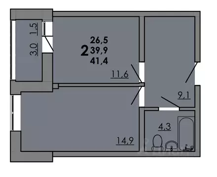 2-к кв. Ростовская область, Ростов-на-Дону Левенцовский мкр,  (41.4 м)