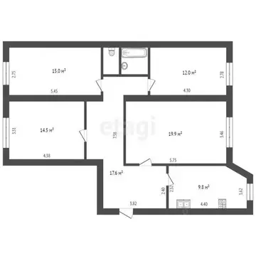 4-к кв. Вологодская область, Вологда Ленинградская ул., 113 (95.8 м)