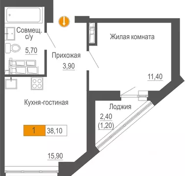 1-к кв. Свердловская область, Екатеринбург Юго-Западный жилрайон,  ...