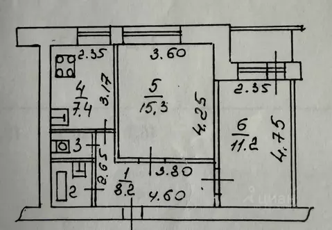 2-к кв. Липецкая область, Липецк ул. Имени Мичурина, 28А (46.1 м)