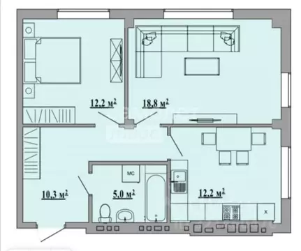 2-к кв. Липецкая область, Липецк ул. Василия Саунина, 2 (58.5 м)