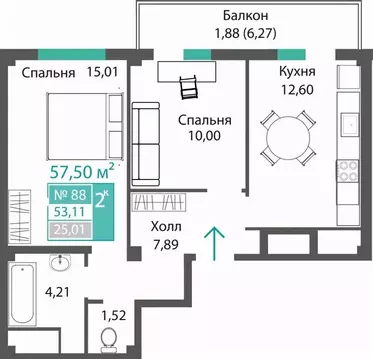 2-к кв. Крым, Симферопольский район, с. Мирное ПроПолис жилой комплекс ...