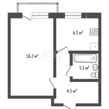 1-комнатная квартира: Стерлитамак, улица Менделеева, 6 (32.5 м)