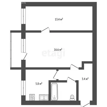 2-комнатная квартира: Стерлитамак, улица Тукаева, 5Б (43.6 м)