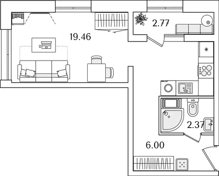 Квартира-студия: Санкт-Петербург, проспект Маршала Блюхера, 3к1 (29 м)