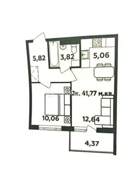 1-комнатная квартира: Петрозаводск, улица Дениса Тимашова, 6к4 (42 м)