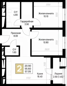 2-к кв. Краснодарский край, Анапа ул. Крылова, 4 (57.05 м)