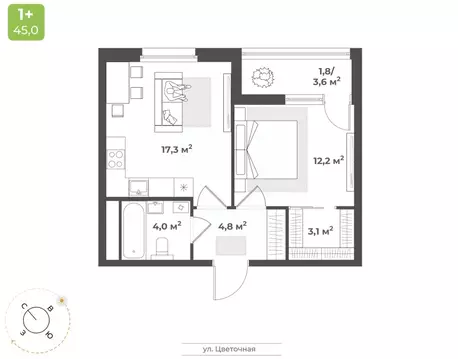 1-к кв. Тверская область, Тверь Соминка мкр,  (43.2 м)