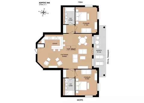 3-к кв. Крым, Ялта муниципальный округ, Ореанда пгт 60Гк6 (127.6 м)