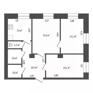 3-к кв. Башкортостан, Уфа Архитектурная ул., 14 (67.6 м)