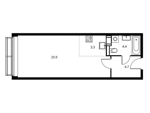 Квартира-студия: Щёлково, улица Строителей, 14А (38.3 м)