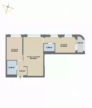 2-к кв. Свердловская область, Екатеринбург ул. Студенческая, 16 (65.69 ...