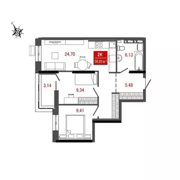 2-к кв. Приморский край, Арсеньев Центральный мкр,  (58.2 м)