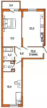 2-к кв. Ульяновская область, Ульяновск Киндяковка мкр, Заря жилой ...