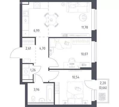 2-комнатная квартира: посёлок городского типа Мисайлово, микрорайон ...