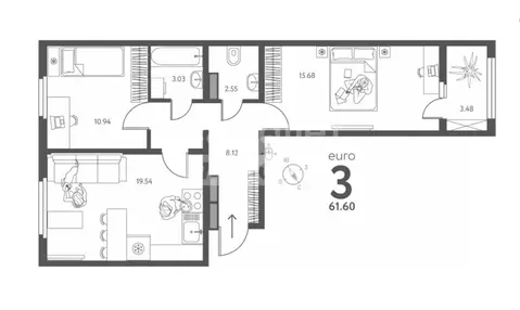 2-комнатная квартира: Липецк, улица Механизаторов, 15А (61.6 м)