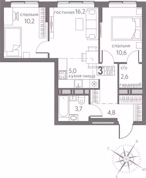 Студия Пермский край, Пермь ул. Серебристая, 3А (53.1 м)
