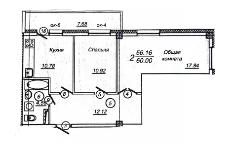 2-к кв. Саха (Якутия), Якутск ул. Можайского, 15/5 (60.0 м)