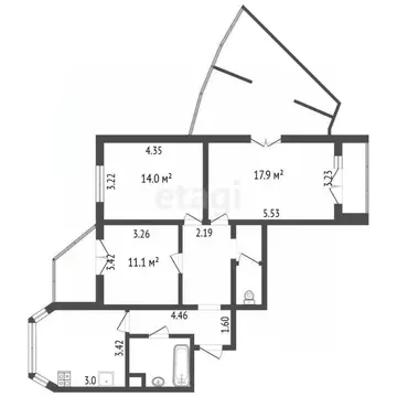 3-к кв. Москва проезд Русанова, 25к1 (99.2 м)