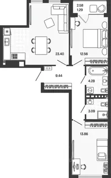 2-к кв. Калининградская область, Гурьевский муниципальный округ, пос. ...