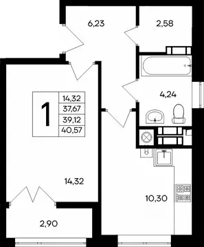 1-к кв. Крым, Евпатория  (40.57 м)