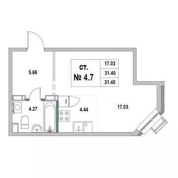 Студия Ленинградская область, Выборг ул. 2-я Южная, 4 (31.4 м)