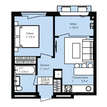 1-к кв. Дагестан, Дербент Камеллия жилой комплекс (37.51 м)