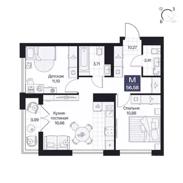 2-к кв. Волгоградская область, Волгоград просп. Имени В.И. Ленина, 59Г ...