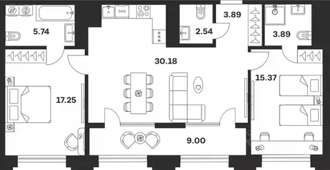 2-к кв. Тульская область, Тула ул. Болотникова, 4 (87.86 м)