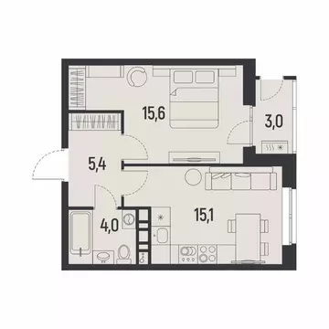 1-к кв. Пермский край, Пермь Ераничи мкр,  (41.6 м)