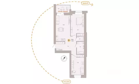 2-к кв. Брянская область, Брянск ул. Крапивницкого, 39/2 (74.3 м)