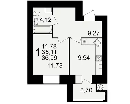 1-к кв. Рязанская область, Рязань ул. Княжье Поле, 10 (35.11 м)