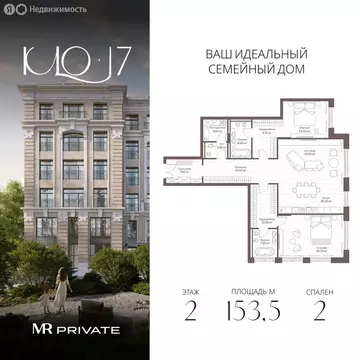 2-комнатная квартира: Москва, Староваганьковский переулок, 17с4 (153.5 ...