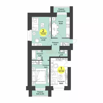 2-к кв. Марий Эл, Йошкар-Ола ул. Машиностроителей, 59 (73.7 м)